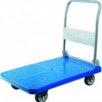 300kgs Blue Platform Trolley Pallet Hand Truck with PVC Wheels