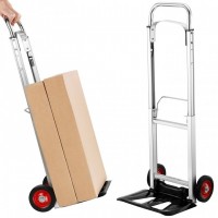 Aluminum Hand Truck/Assisted Hand Truck/Cart with Flat Free Wheels, Aluminum/Black