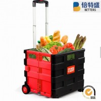 Plastic Folding Grocery Shopping Cart Made in Ningbo, China