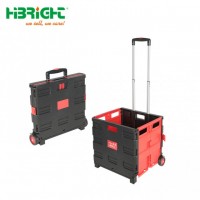 Plastic Box Rolling Folding Shopping Trolley Cart with Seat