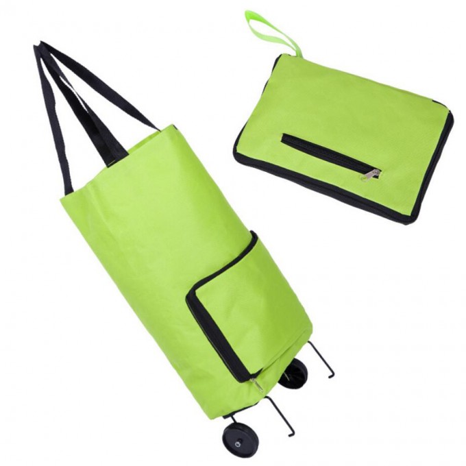 Foldable Shopping Trolley Wheel Lightweight Folding Bag Traval Cart Luggage Green Image1