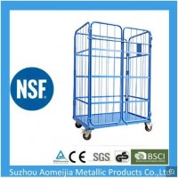 Folding Metal Mesh Roll Container Logistic Roll Cage Trolley