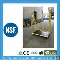 Logistic Flat Bed Cargo Trolley Metal Folding Mesh Roll Cage / Logistics Cart