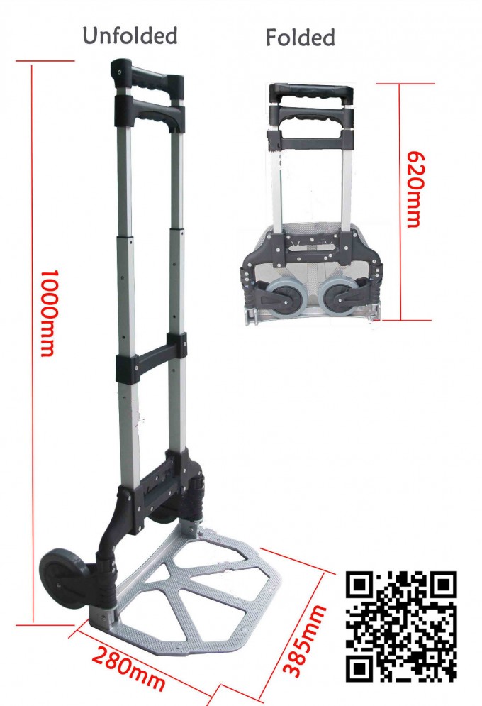 50kg Black Aluminum Alloy Foldable Trolley Image1