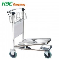 Aluminum Hand Brake Airport Luggage Cart with Basket