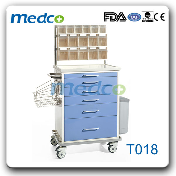 Metal Medical Trolley, Hospital Aluminium Anesthesia Trolley for Patient Treatment Image1