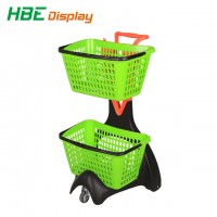 Grocery Boutique Nestable Pick-up Plastic Basket Shopping Trolley Cart