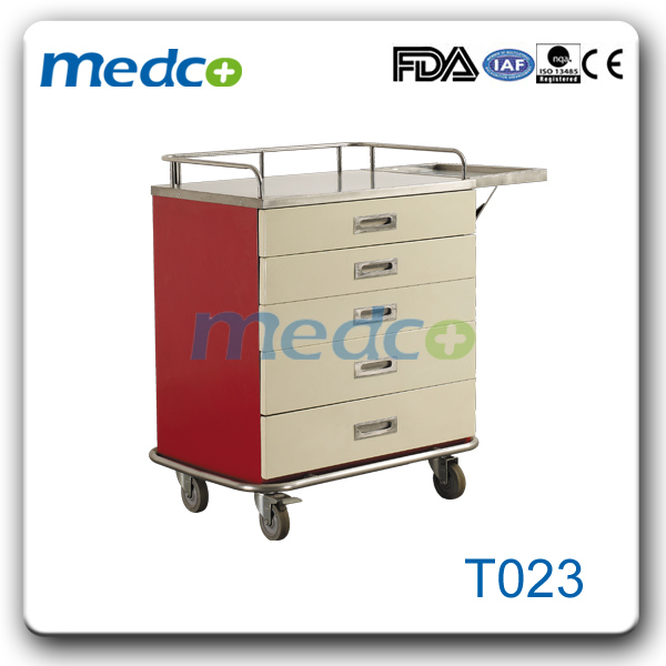 Painted Metal Steel Nursing Treatment Cart Medical Trolley for Patient Image1
