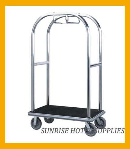 Hotel Stainless Steel Lugggage Trolley with Brushed Finish Image1