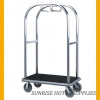 Hotel Stainless Steel Lugggage Trolley with Brushed Finish