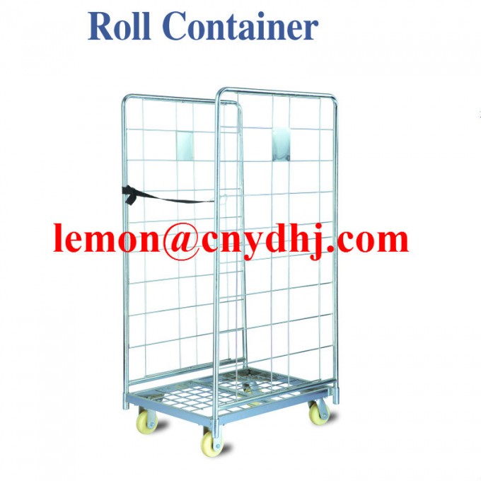 Wire Mesh Folding Steel Storage Rolling Cage Cart Image1