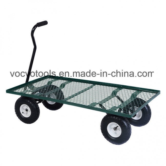 250kg Load Capacity Four Wheels Stainless Steel Mesh Garden Tool Cart Image1