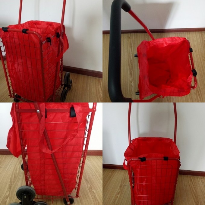 Xjyd12 Folding Shopping Cart with 4 Wheels and PA Bag, Steel Tube with Paint Coating Image1