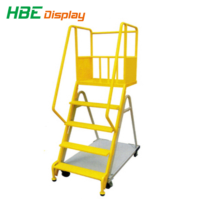 Movable Steel Warehouse Step Ladder Cart Image1