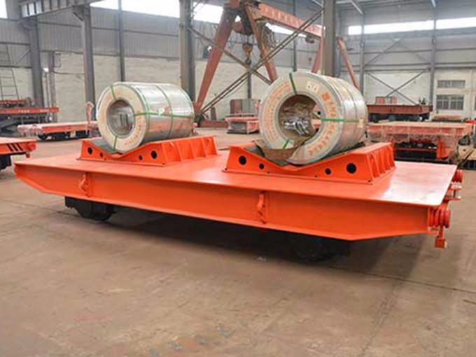 Steel Factory Applied Heavy Duty Coil Transfer Cart on Rails Image1