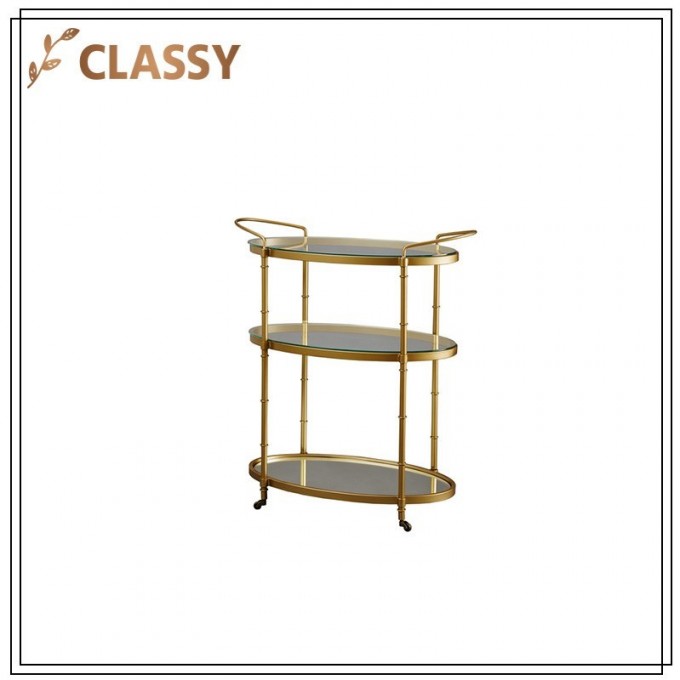 Three Layers Goldenstainless Steel Kitchen Cart for Hotel Image1