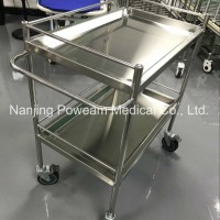 Hospital Stainless Steel 304 Two (2) Shelves Dressing Trolley