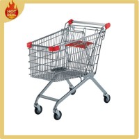Galvanized Steel Supermarket Shopping Cart with 4 Wheels