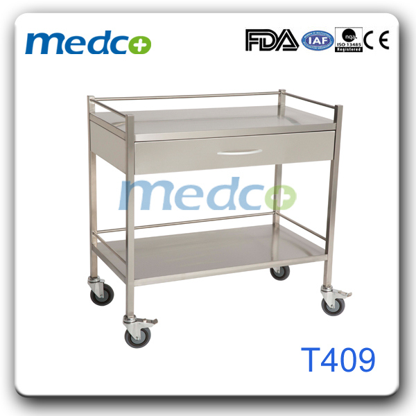 Hospital Stainless Steel Instrument Trolley for Nursing Treatment Image1