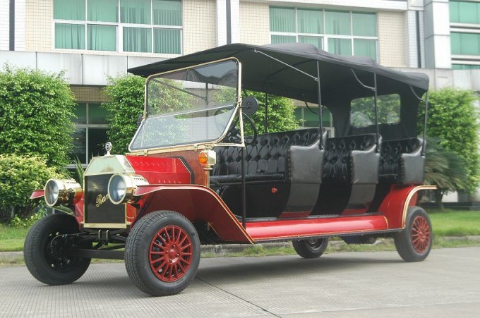 Ce Certification Red Classic Car Tour Cart Image1