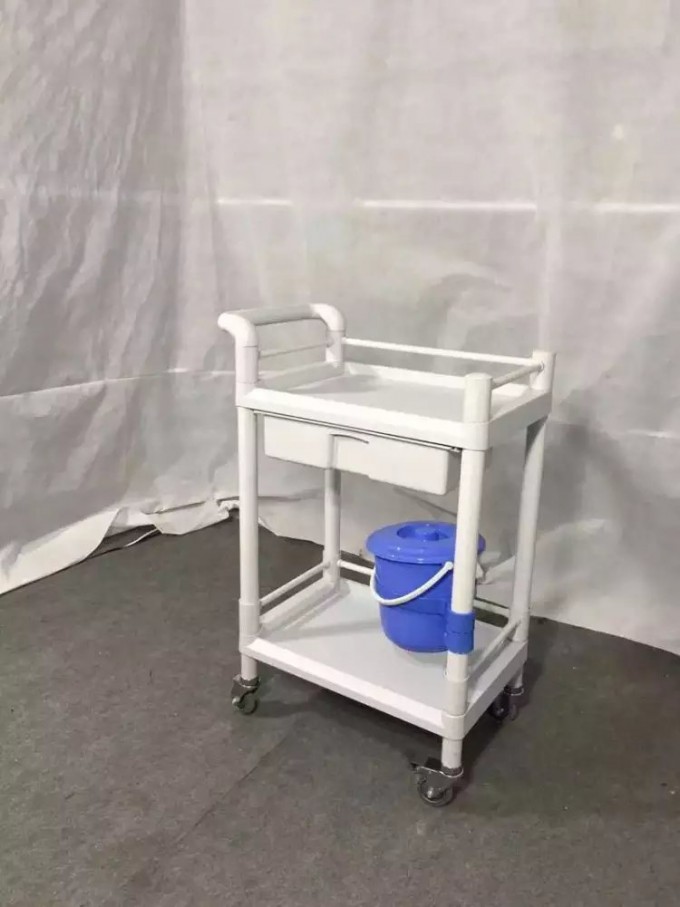 ABS Plastic Utility Cart Medical Trolley with Lockable Wheels Image1