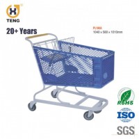 180L Plastic Metal Supermarket Shopping Trolley Cart