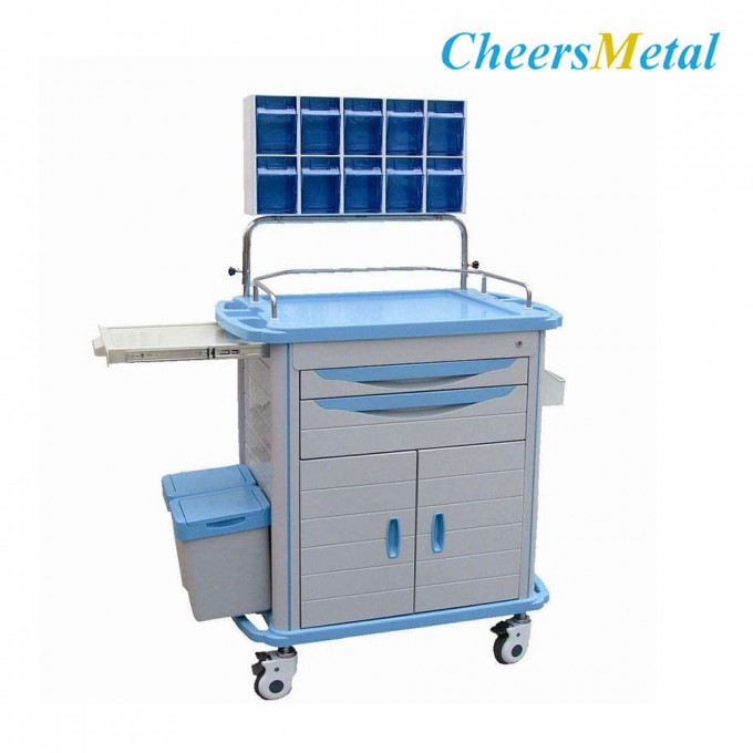 ABS Plastic Multifunction Anesthesia Emergency Medical Trolley Image1