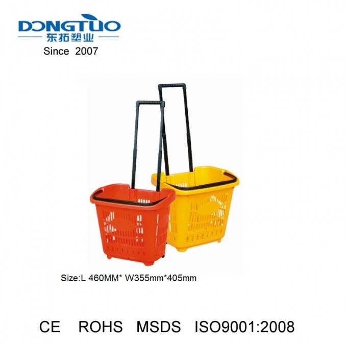 Supermarket Shopping Carts, Plastic Shopping Carts, Shopping Basekt with Wheels Image1