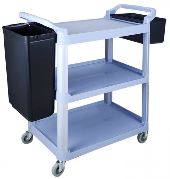 Plastic Housekeeping Cleaning Trolley with Durable Basket Image1