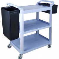 Plastic Housekeeping Cleaning Trolley with Durable Basket