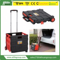 Mobile Plastic Folding Supermarket Shopping Trolley/Cart with Cover