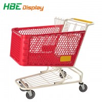 180L 2 Tiers Plastic Metal Shopping Trolley Cart