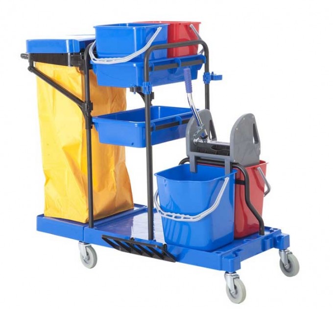Plastic Multi-Functional Cleaning Trolley Janitor Cart (FW-173) Image1