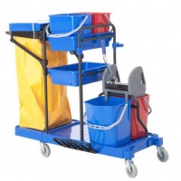 Plastic Multi-Functional Cleaning Trolley Janitor Cart (FW-173)