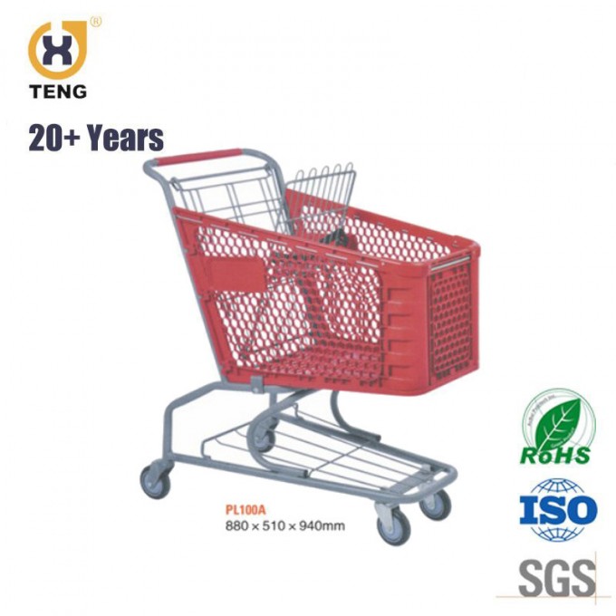 High Quality 180L Plastic Shopping Cart Trolley in Supermarket Image1