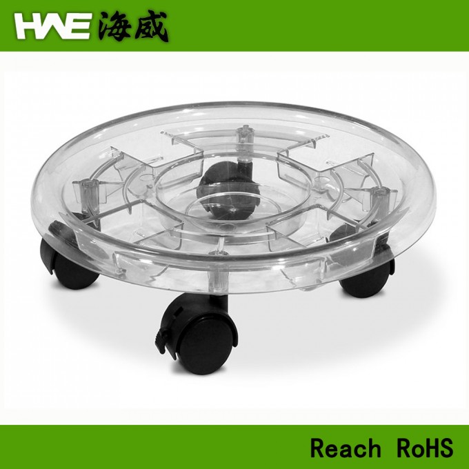 30cm Round Clear Plastic Pot Plant Trolley Image1