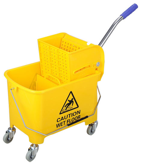 20L Yellow Plastic Single Bucket Cleaning Carts Image1