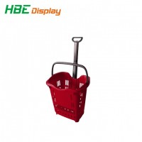 Plastic Basket Trolley Rolling Shopping Cart