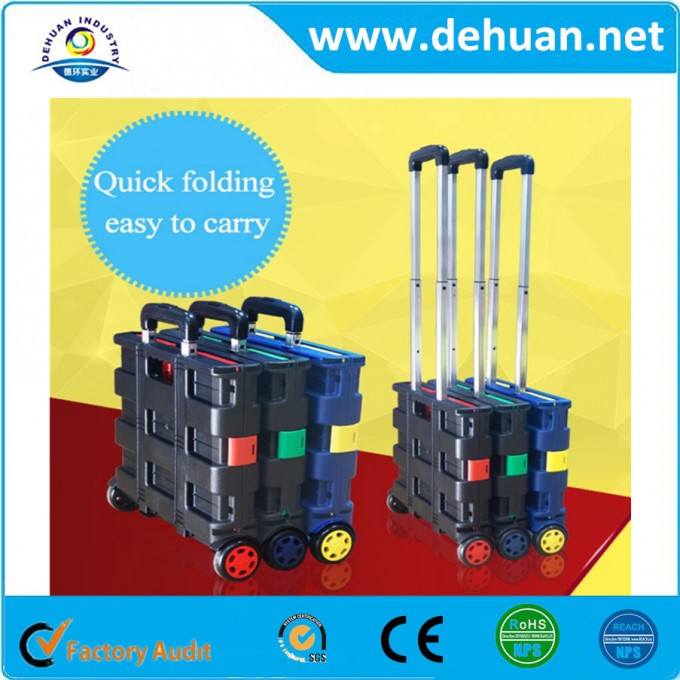Mobile Plastic Folding Shopping Basket /Foldable Trolley Image1