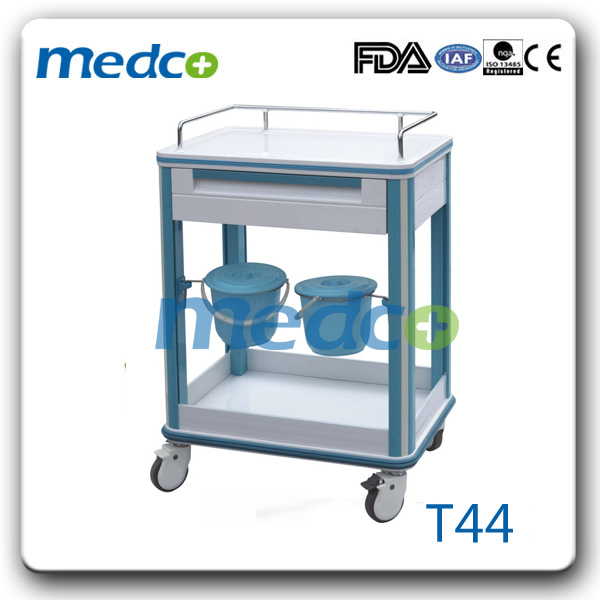Medical ABS Hospital Plastic Steel Treatment Cart Trolley with Waste Bin Image1