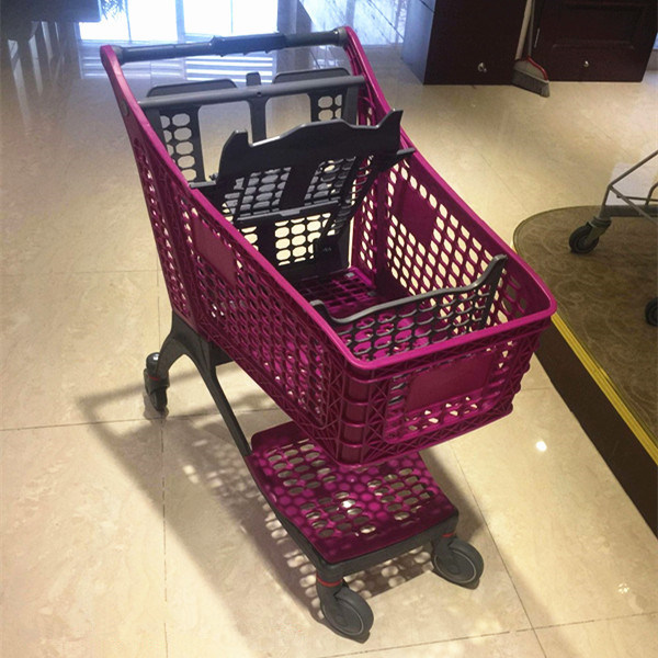 China Manufacturer Supermarket Full Plastic Folding Shopping Trolleys/Cart/Basket Image1
