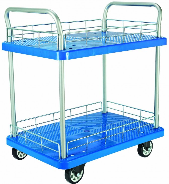 150kg Double Decker Service Hand Truck with Guardrail Image1