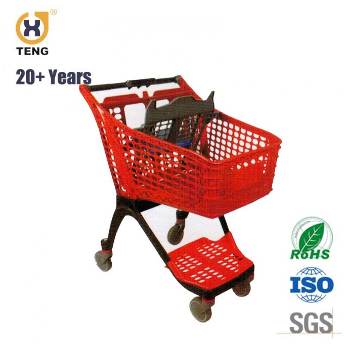 New Type of Pure Plastic Shopping Trolley Cart Image1