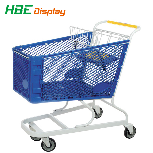 Hot Sale Plastic Supermarket Shopping Trolleys with Metal Frame Image1