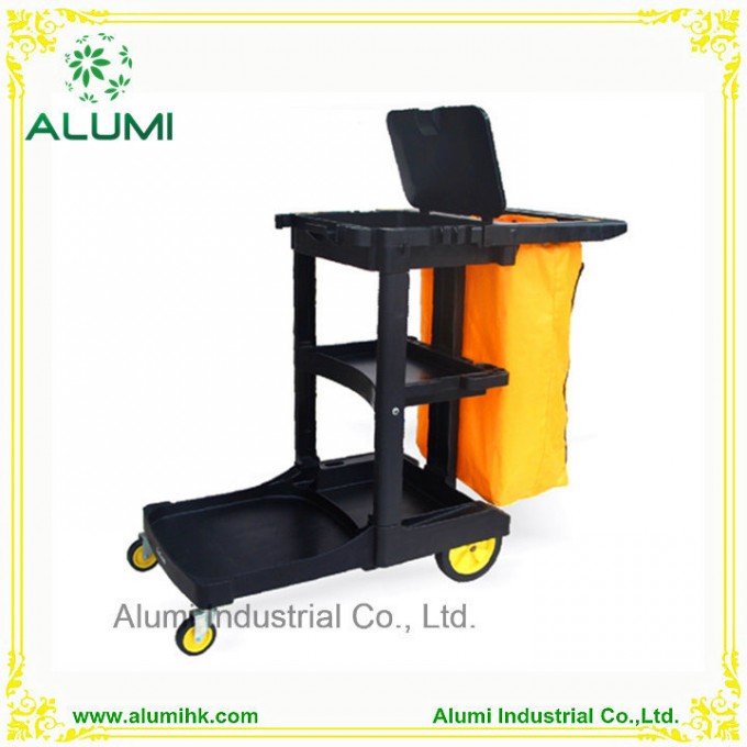 Hotel Cleaning Cart Service Trolley Black Image1