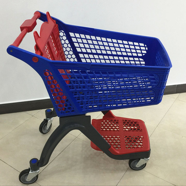 Online Shopping Hand Push Trolley Supermarket All Plastic Shopping Carts Image1
