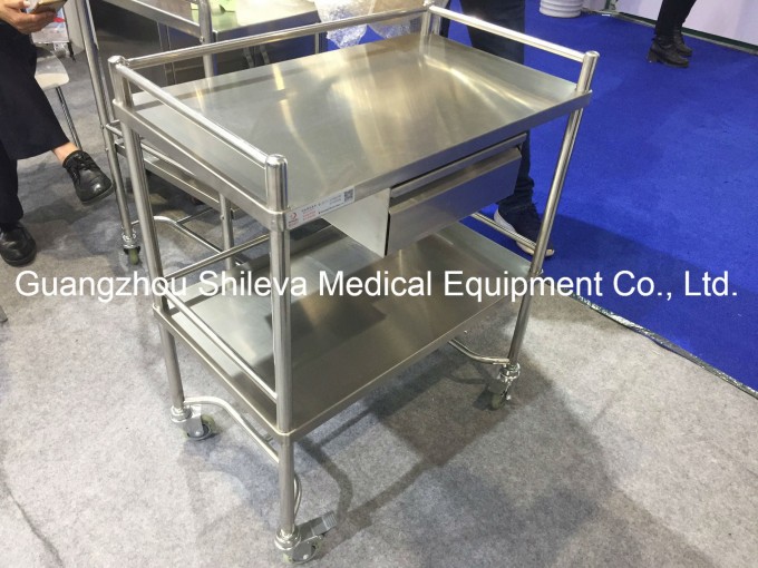Hospital Stainless Steel Plastic Utility Trolley, Medical Nursing Trolley/Cart Price Image1