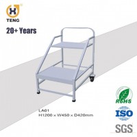 Multi-Function 2 Shelves Handle Ladder Cart with Wheels