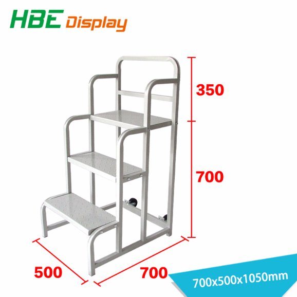 Supermarket Movable Steel Warehouse Step Ladder Cart Image1