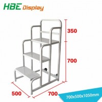 Supermarket Movable Steel Warehouse Step Ladder Cart